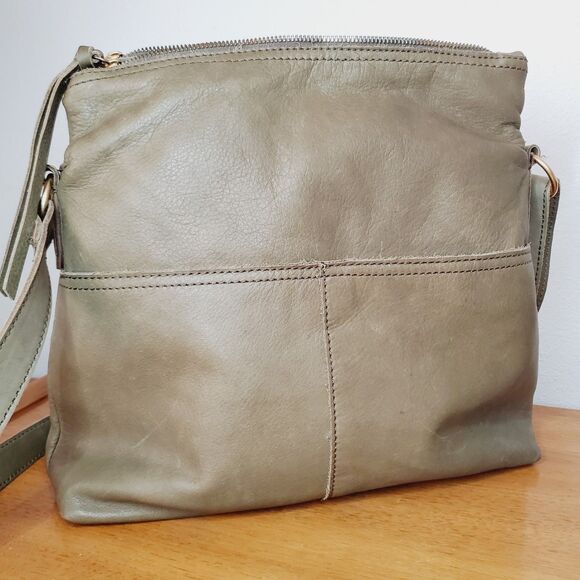 Margot Green Leather Hobo Purse Womens Slouchy Double Zip Cross body Casual Bag - Picture 2 of 12